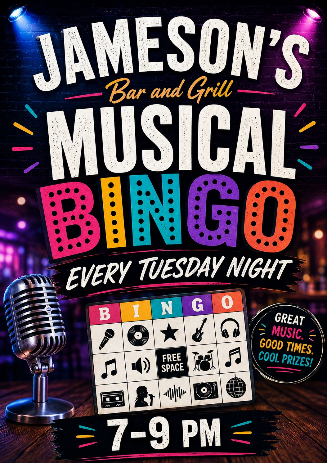 Musical Bingo every Tuesday night at Jameson's Bar & Grill in Hauppauge, NY
