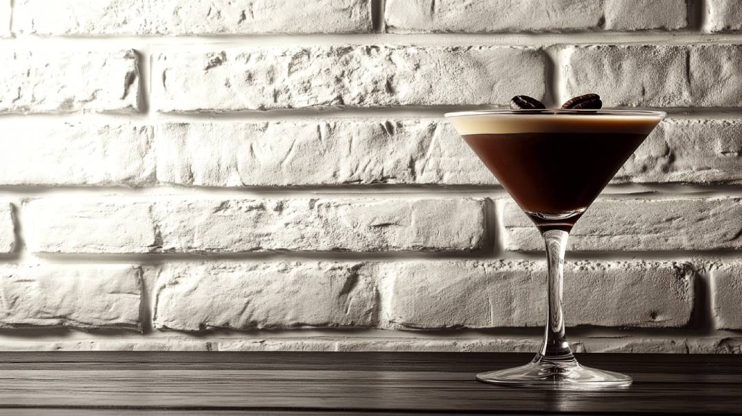 Inside Jameson's Bar & Grill in Hauppauge, NY — an espresso martini at the bar