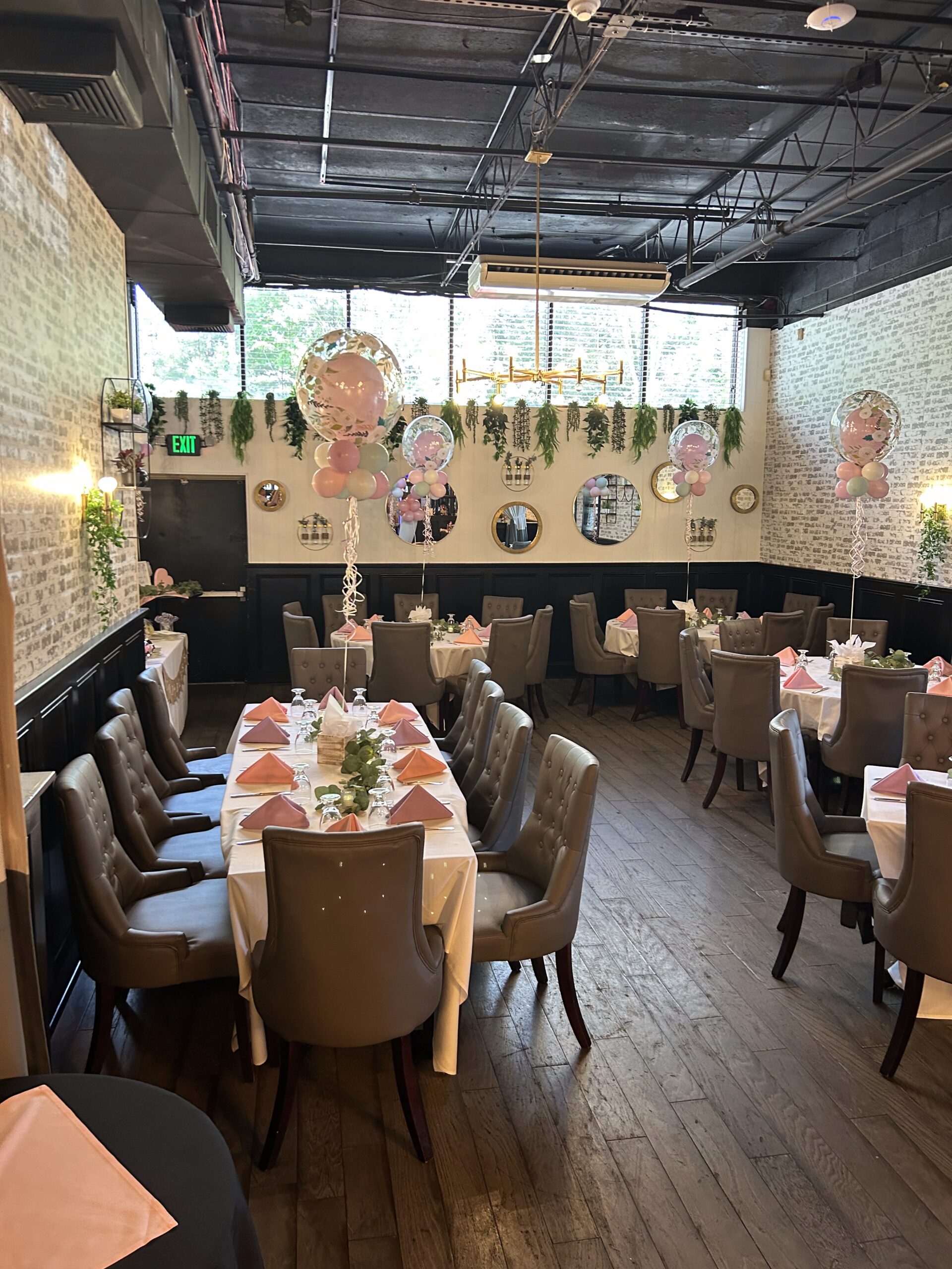 Tables dressed and ready for a private party at Jameson's